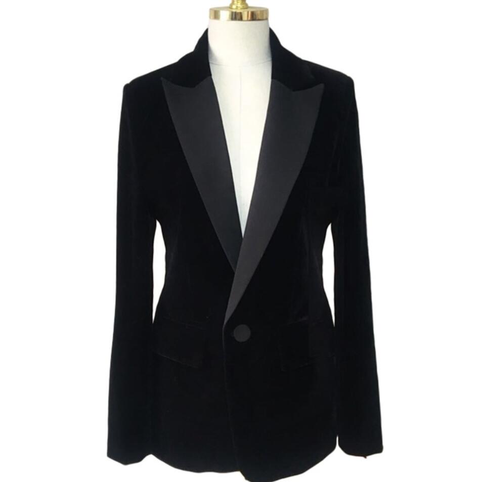 Velvet Blazer Women - Women Velvet Blazer Coat Tops Black