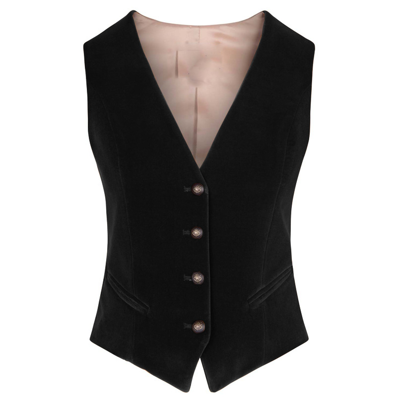 Velvet Blazer Women - Women's Velvet Vest V-neck 4 Button