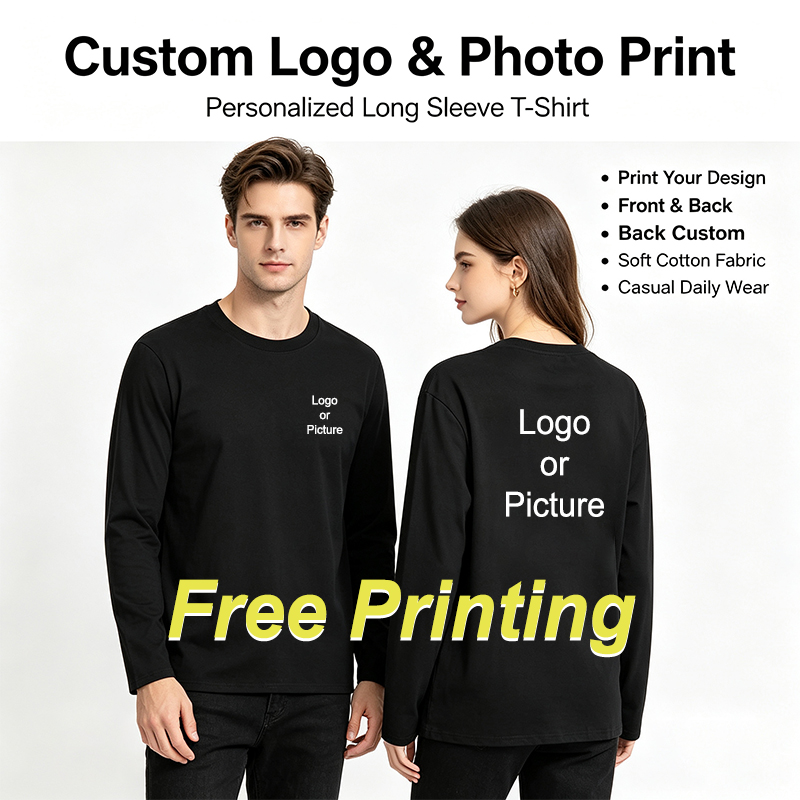 Women Fashion Blouse - Customized Cotton Long Sleeve T-shirts Men