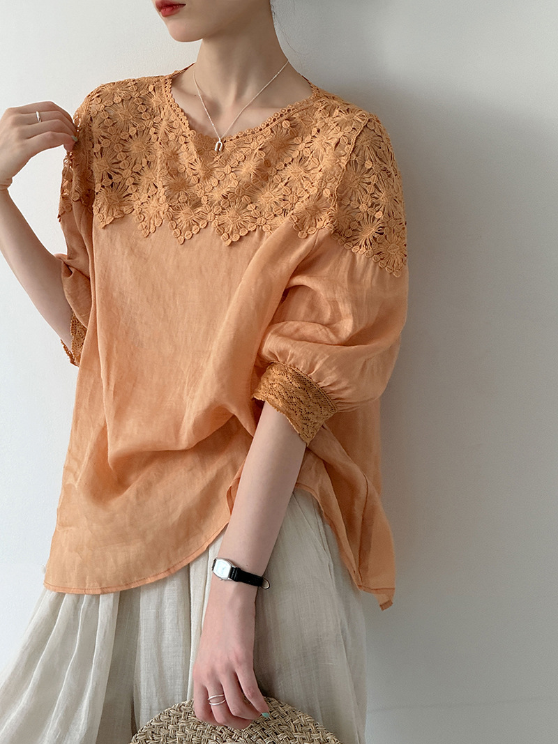 2026 Women Summer 100% Linen B - Women Fashion Blouse recension och pris