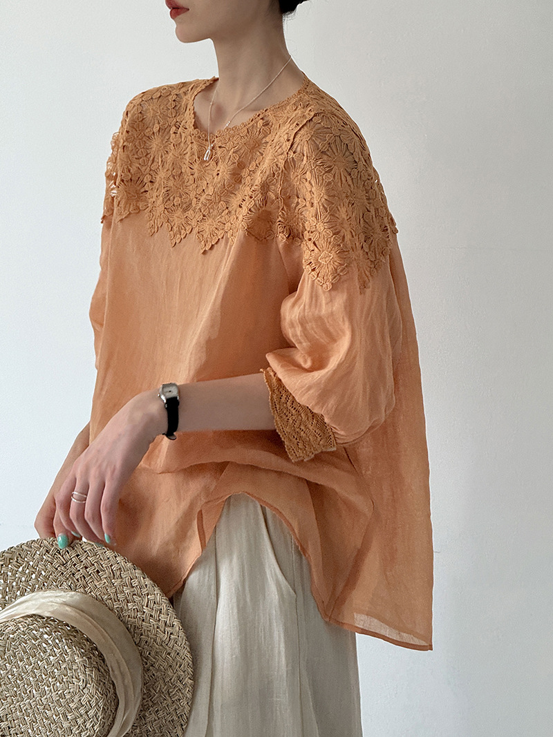 2026 Women Summer 100% Linen B - Women Fashion Blouse recension och pris