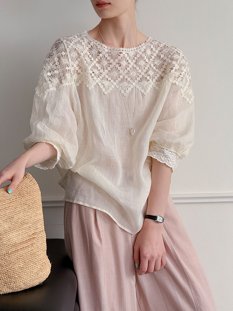 2026 Women Summer 100% Linen B - Women Fashion Blouse recension och pris