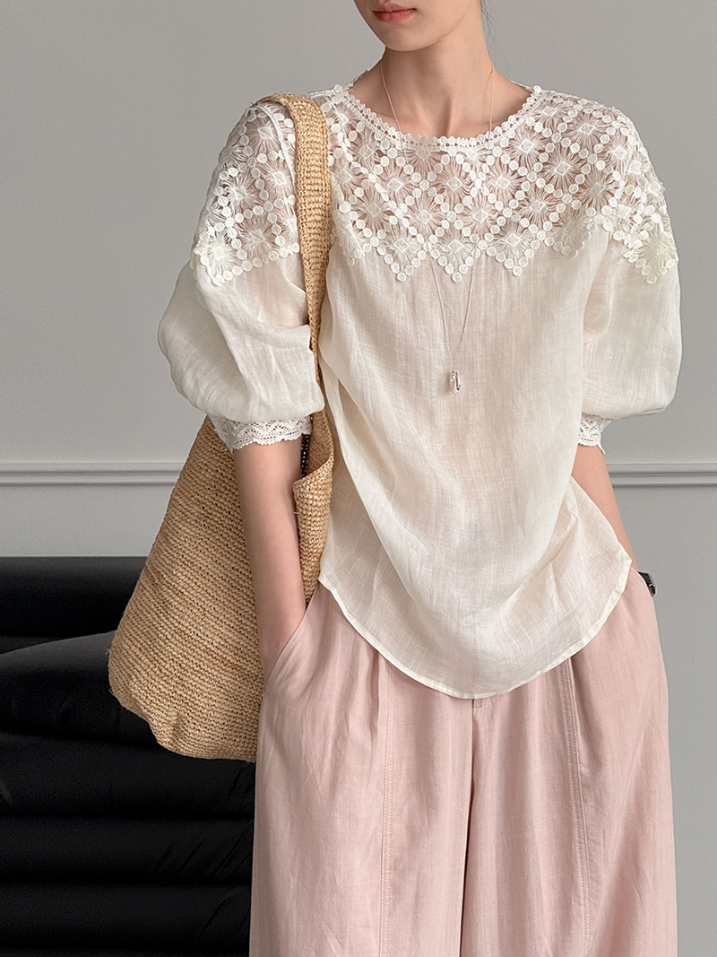 2026 Women Summer 100% Linen B - Women Fashion Blouse recension och pris