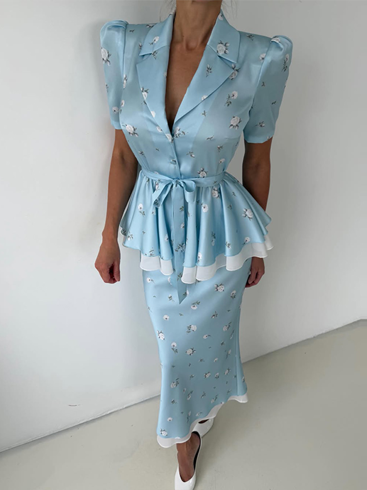 Floral Blazer Coat Skirt Sets  - Women'S Fashion Essentials recension och pris