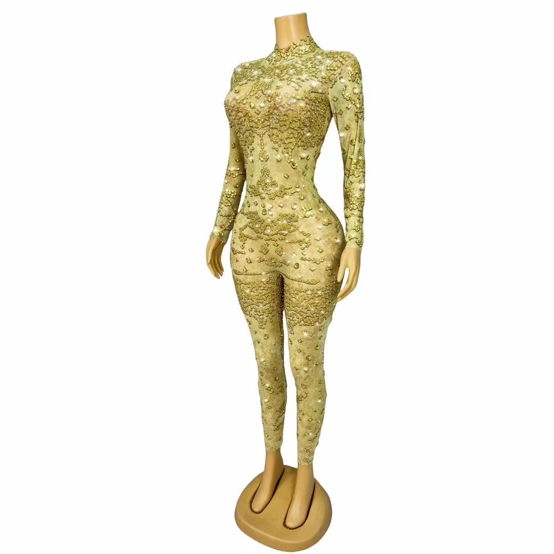 Sexy Stage Shining Gold Rhines - Women Fashion Photoshoot recension och pris