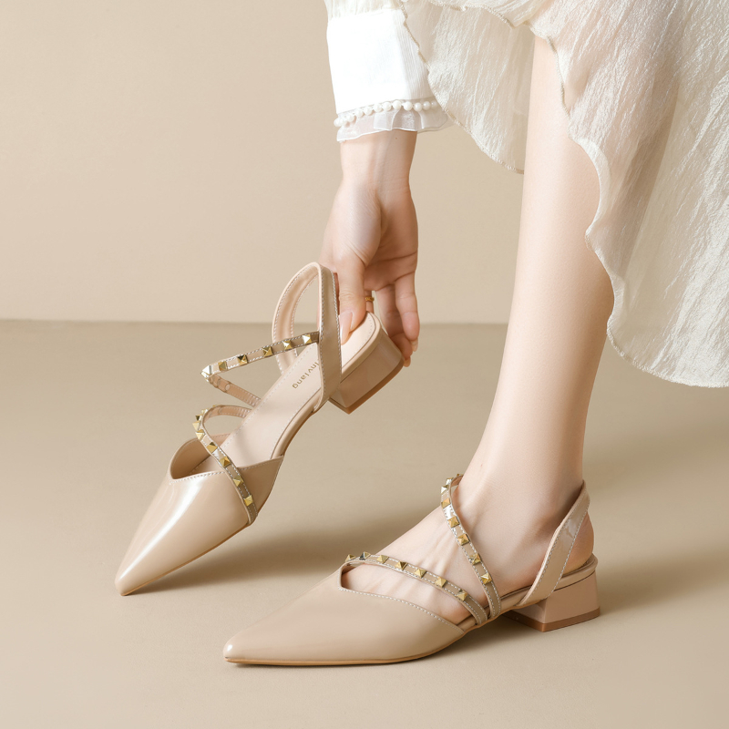 Women Studded Pointed Toe Slin - Women Fashion Simple recension och pris