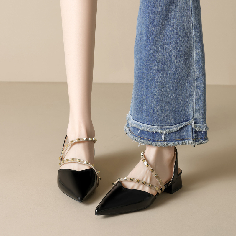 Women Studded Pointed Toe Slin - Women Fashion Simple recension och pris
