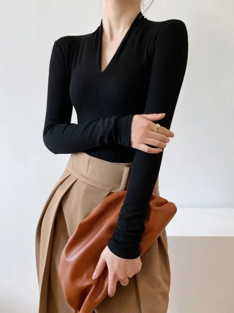 V-neck Slim Shirts Long Sleeve - Women Fashion Blouse recension och pris