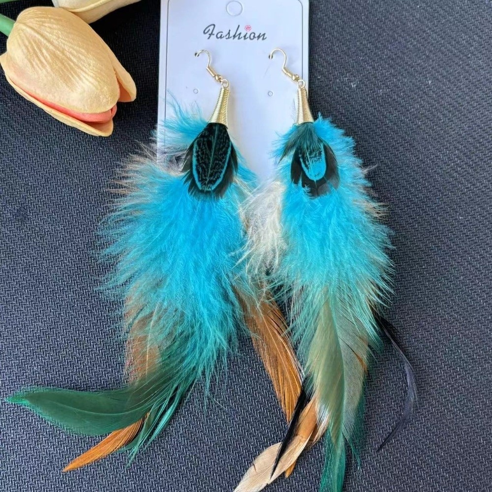 Boho Long Feather Dangle Earri - Women Fashion Photoshoot recension och pris