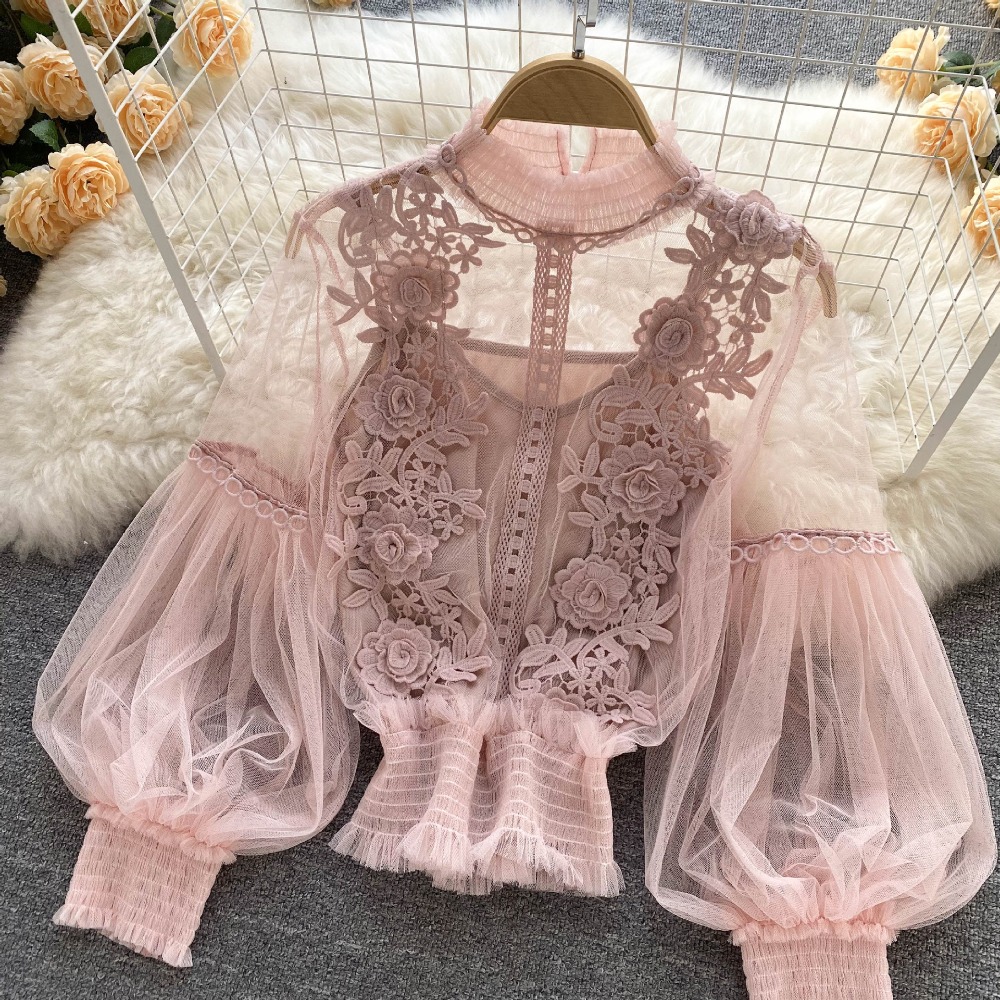 2Pcs/Set Lace Puff Long Sleeve - Women'S Fashion Essentials recension och pris