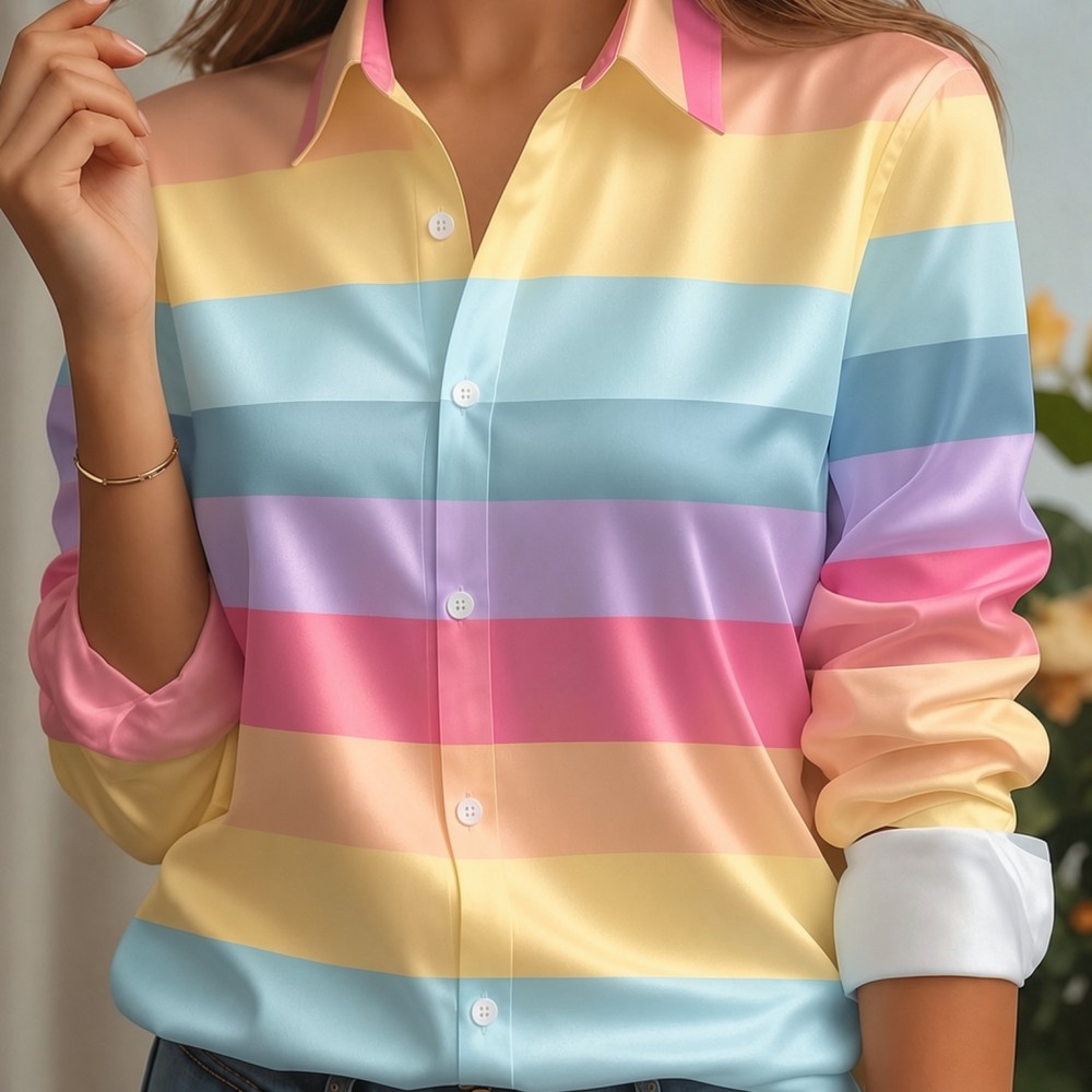 Women Satin Lapel Collar Shirt - Women Fashion Blouse recension och pris