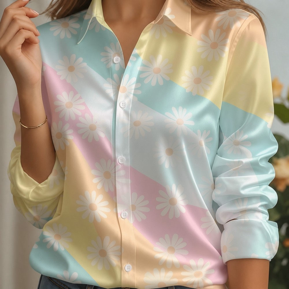 Women Satin Lapel Collar Shirt - Women Fashion Blouse recension och pris