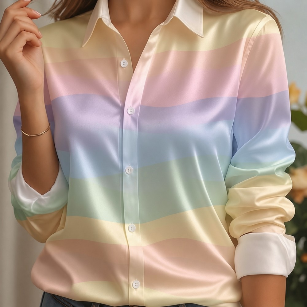 Women Satin Lapel Collar Shirt - Women Fashion Blouse recension och pris