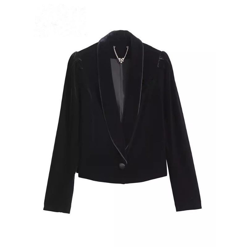 Gold Velvet Suit Short Jacket  - Velvet Blazer Women recension och pris