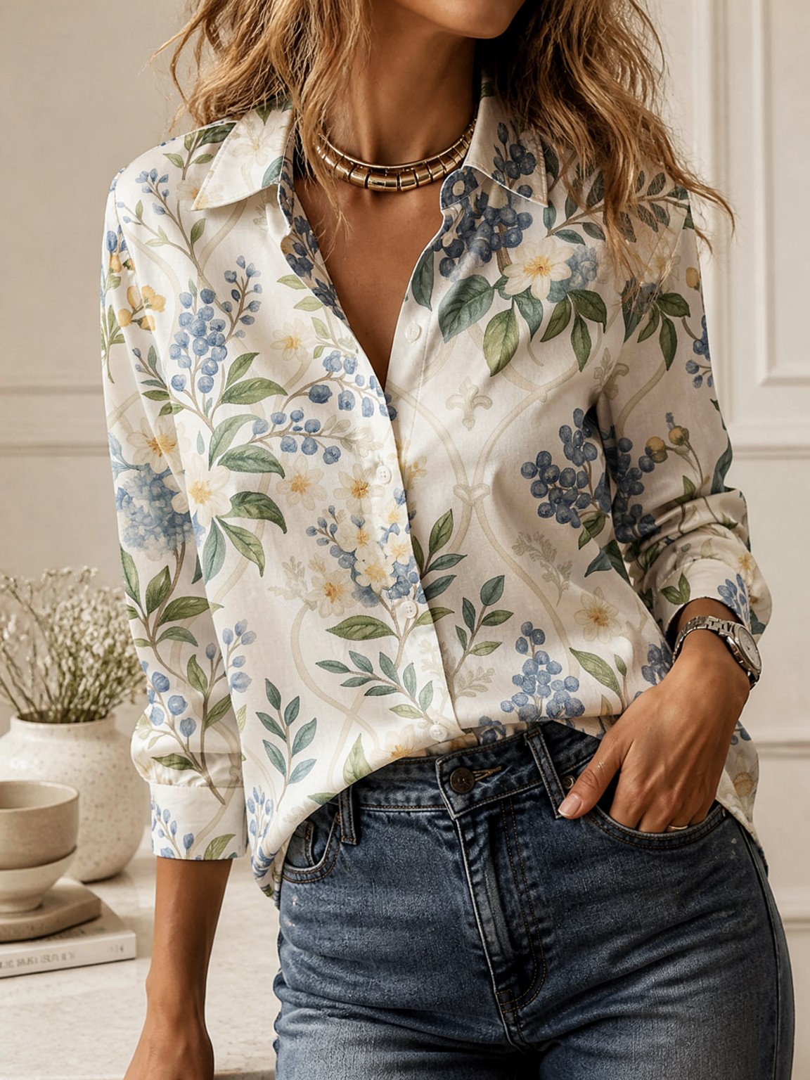 Casual All-match Collared Blou - Women Fashion Blouse recension och pris