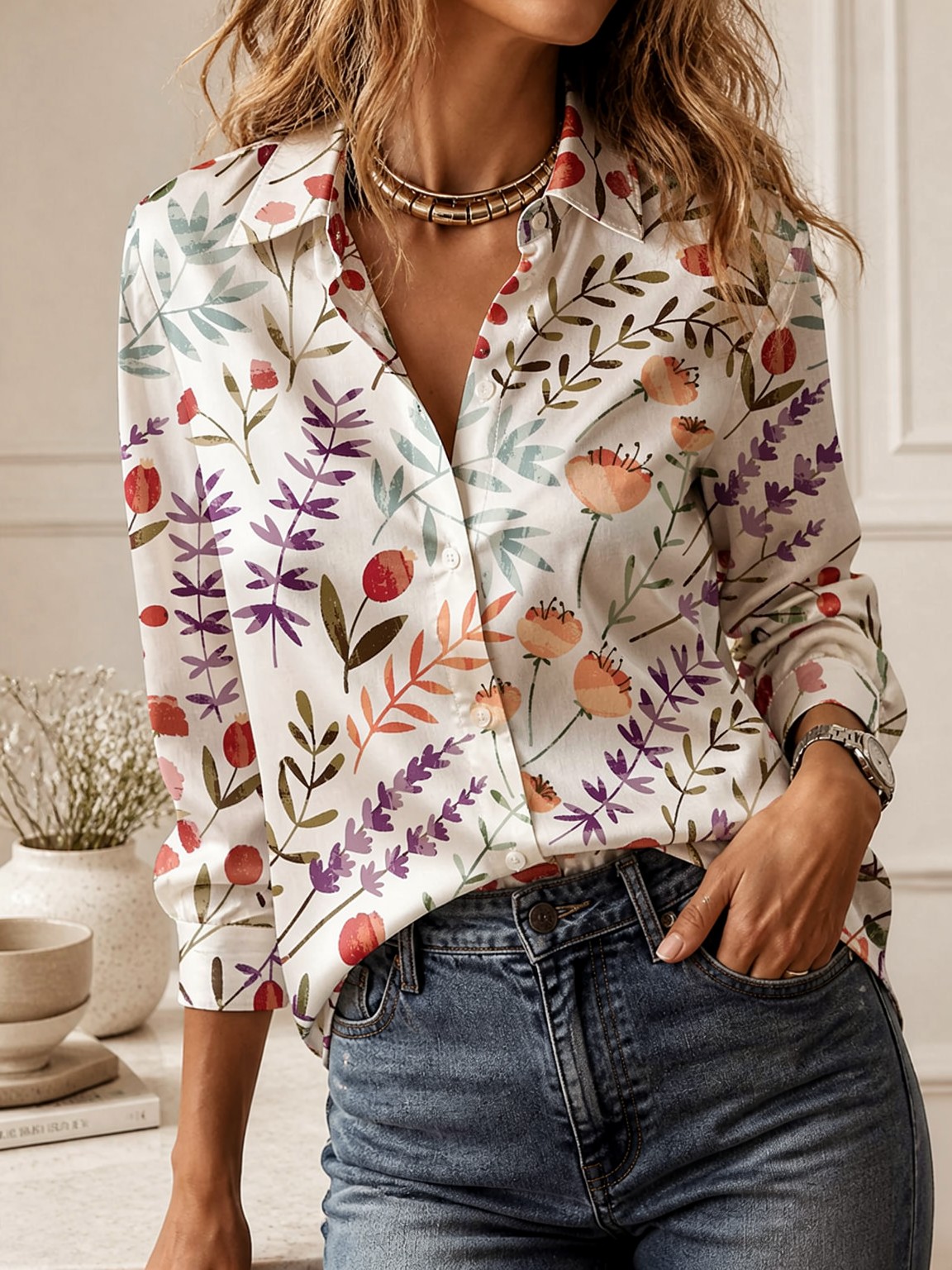 Casual All-match Collared Blou - Women Fashion Blouse recension och pris