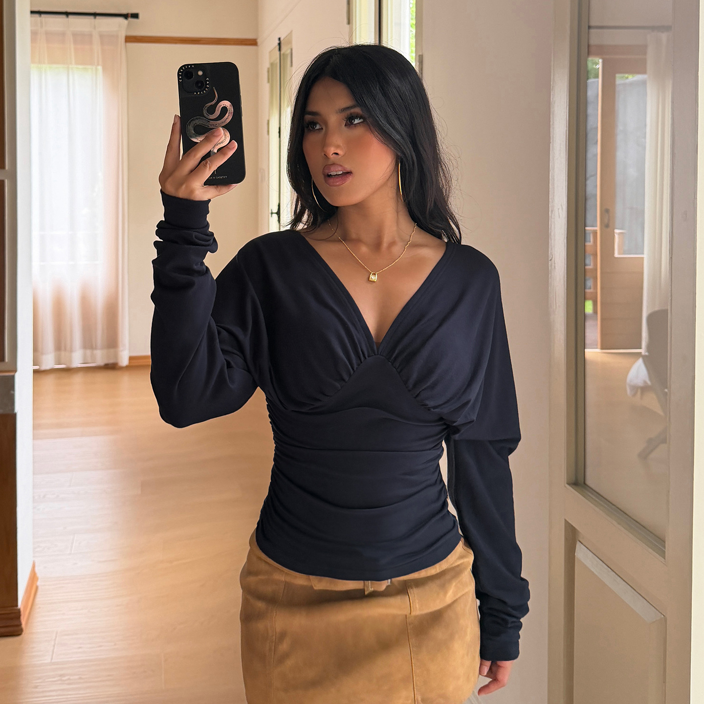 Elegant V Neck Tops Solid T Sh - Women Fashion Blouse recension och pris