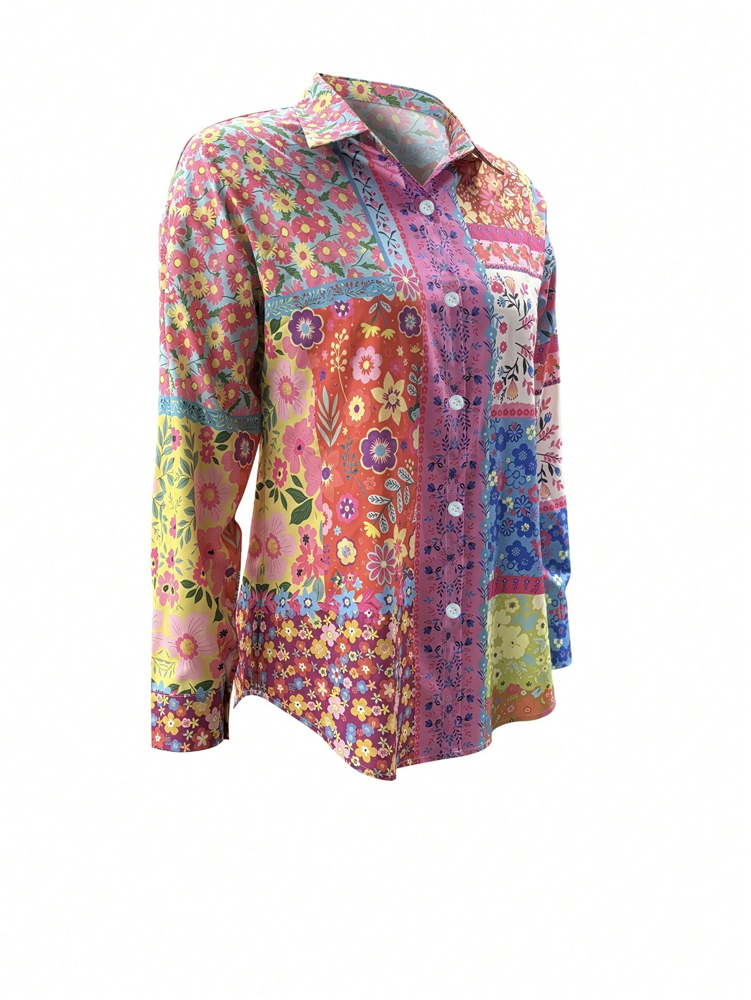 Plus Size Floral Printed Butto - Women'S Fashion Essentials recension och pris