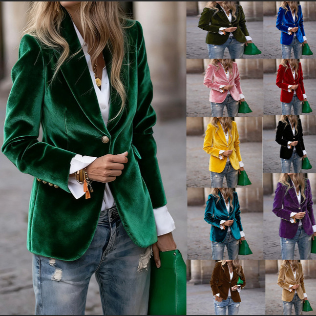 Womens Velvet Blazer Lapel Sin - Velvet Blazer Women recension och pris
