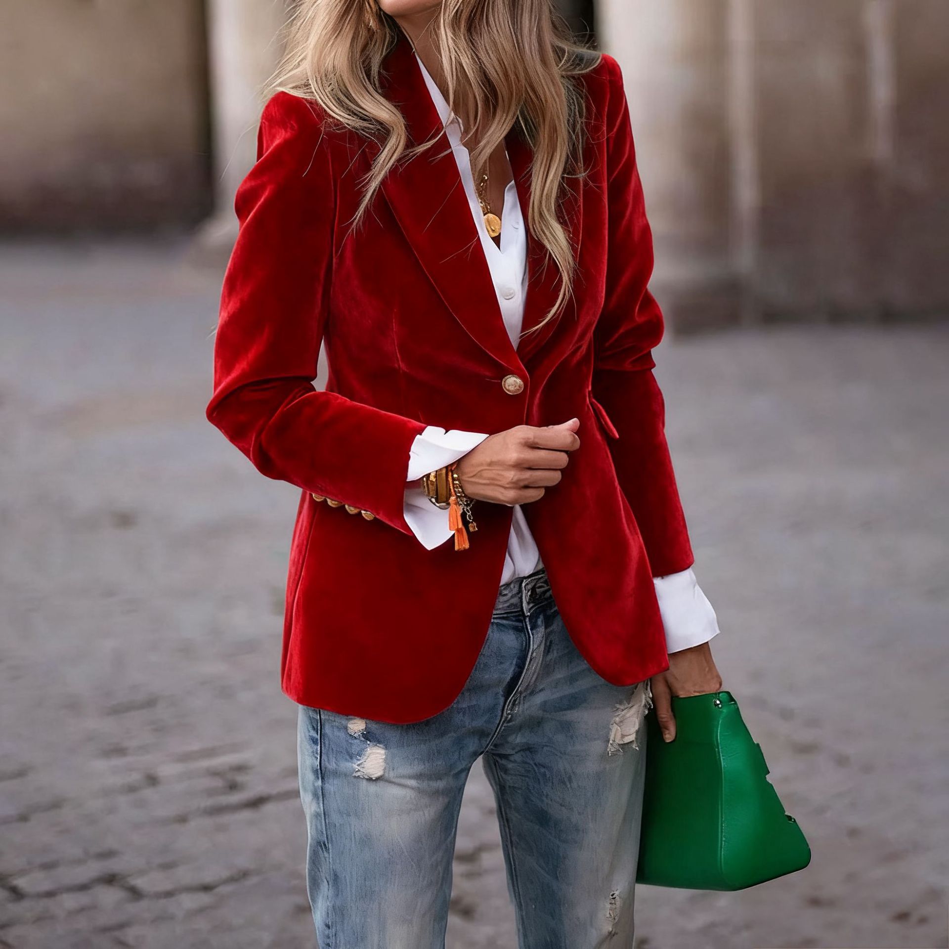 Womens Velvet Blazer Lapel Sin - Velvet Blazer Women recension och pris