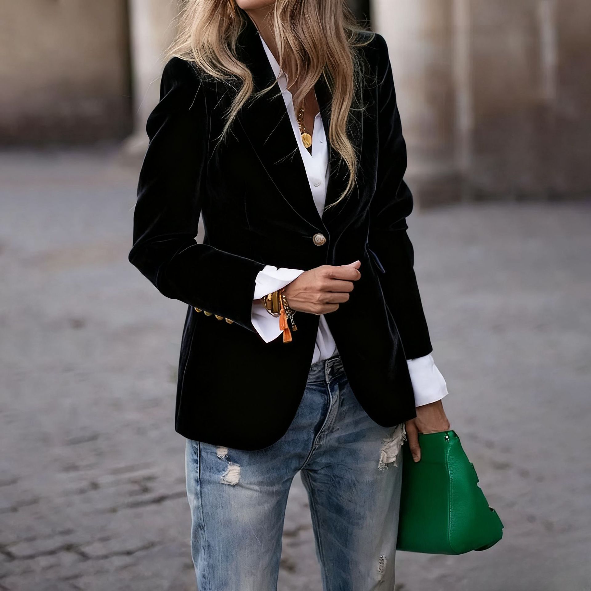 Womens Velvet Blazer Lapel Sin - Velvet Blazer Women recension och pris
