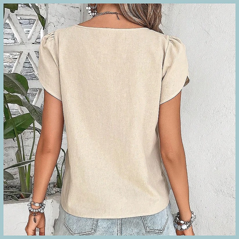 2024 Summer Vintage Solid Colo - Women Fashion Blouse recension och pris